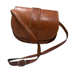 Cuir Vrai Leather Shoulder Bag Handmade in France Vintage